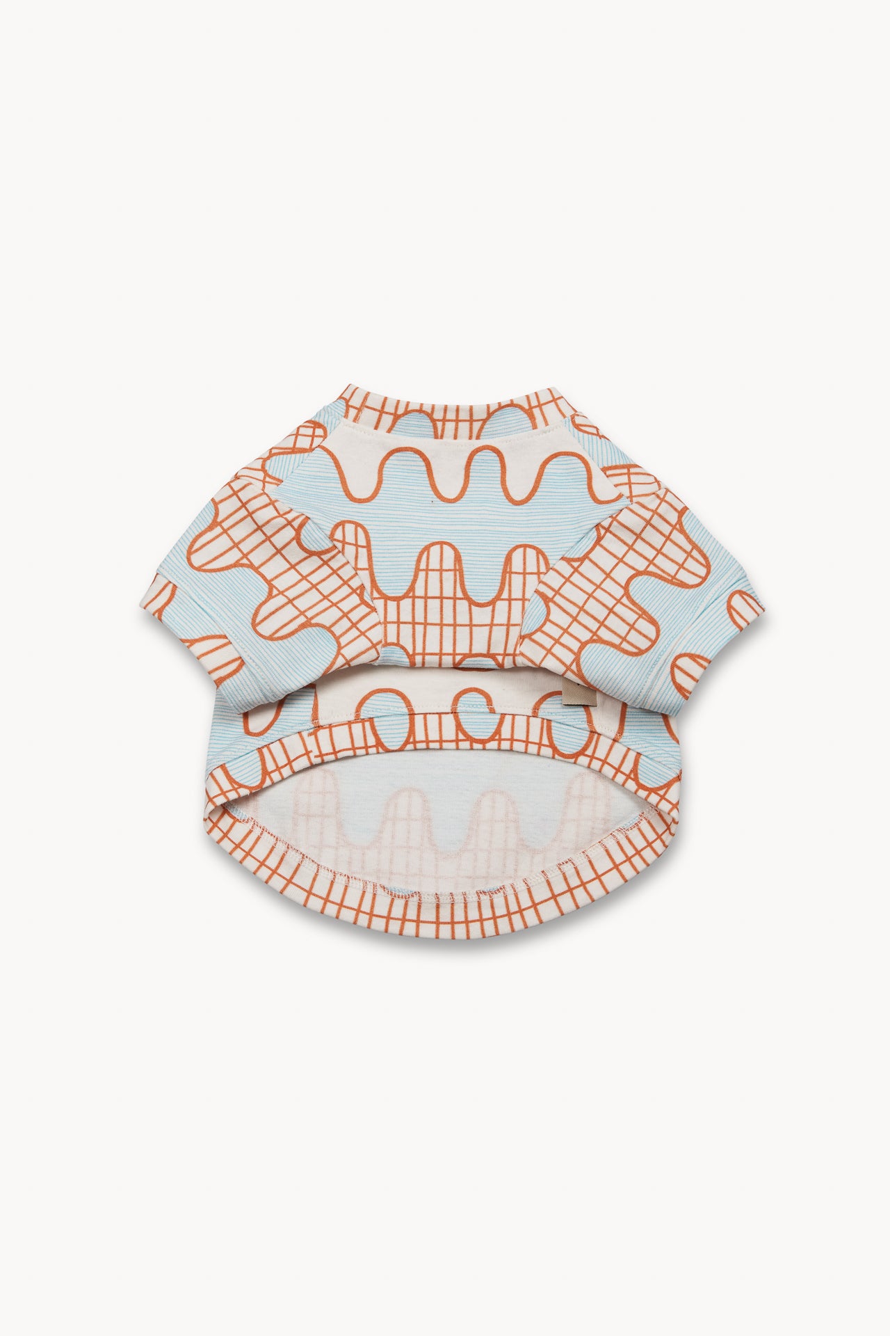 Lines & Waves T-Shirt: Orange & Sky Blue
