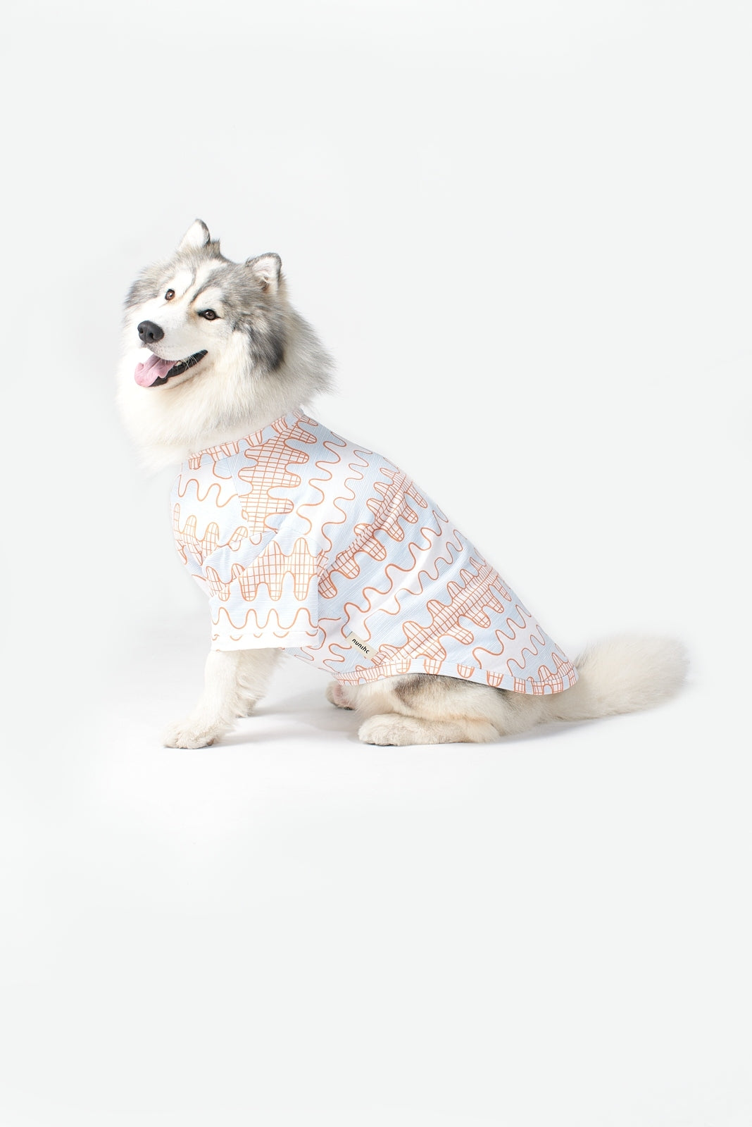 Lines & Waves T-Shirt: Orange & Sky Blue