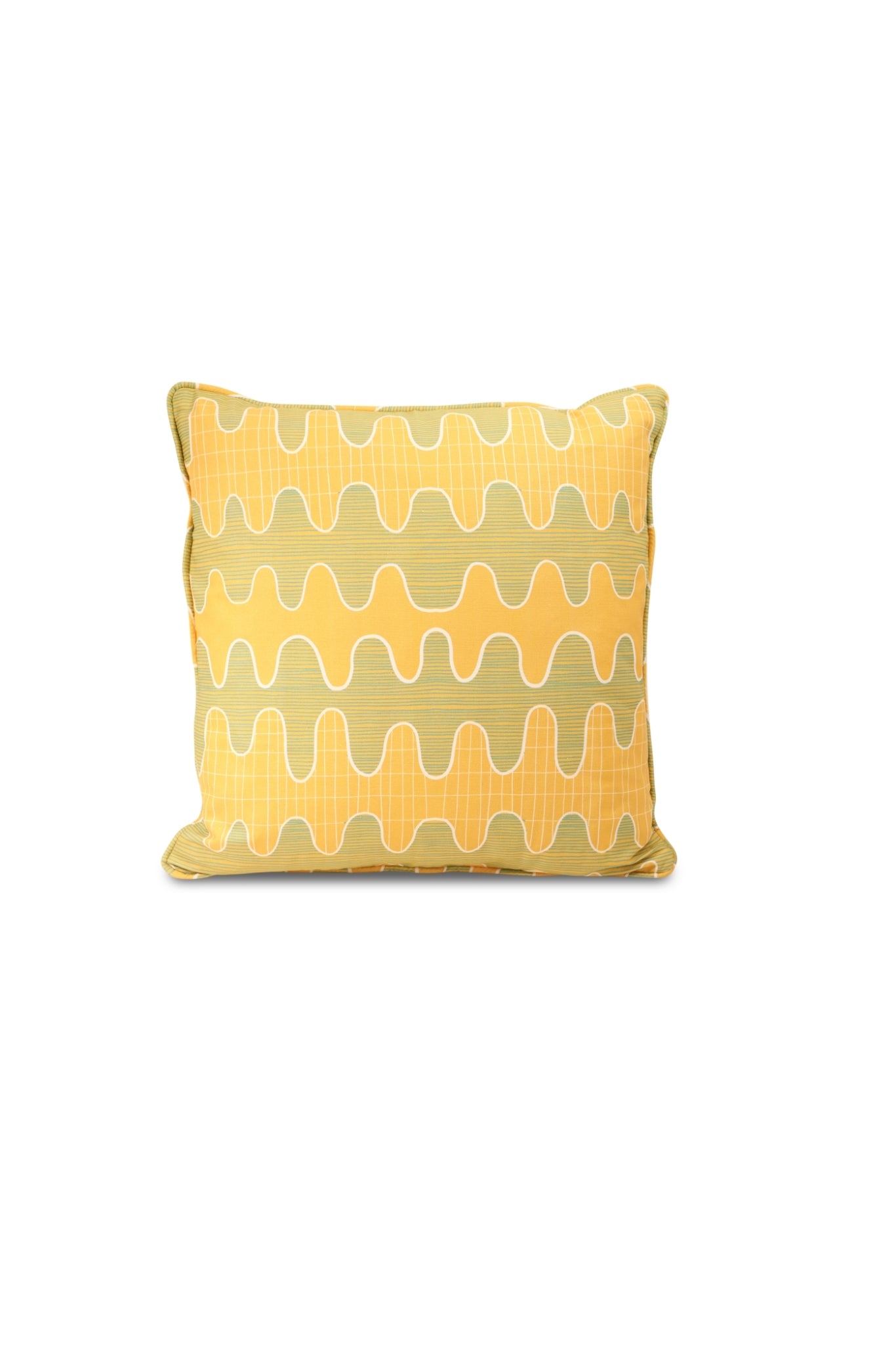 Lines & Waves Cushion: Gold & Turquoise
