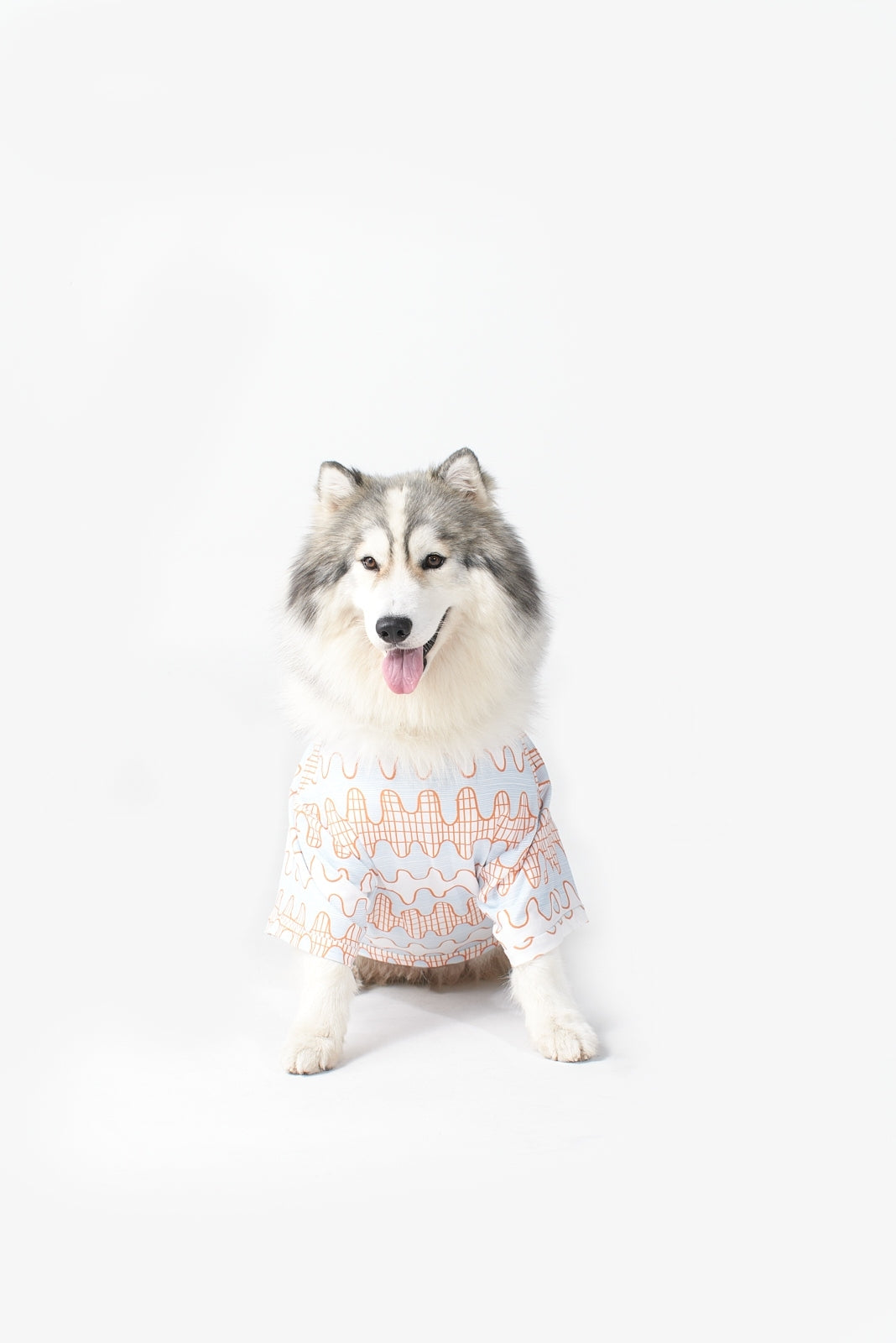 Lines & Waves T-Shirt: Orange & Sky Blue