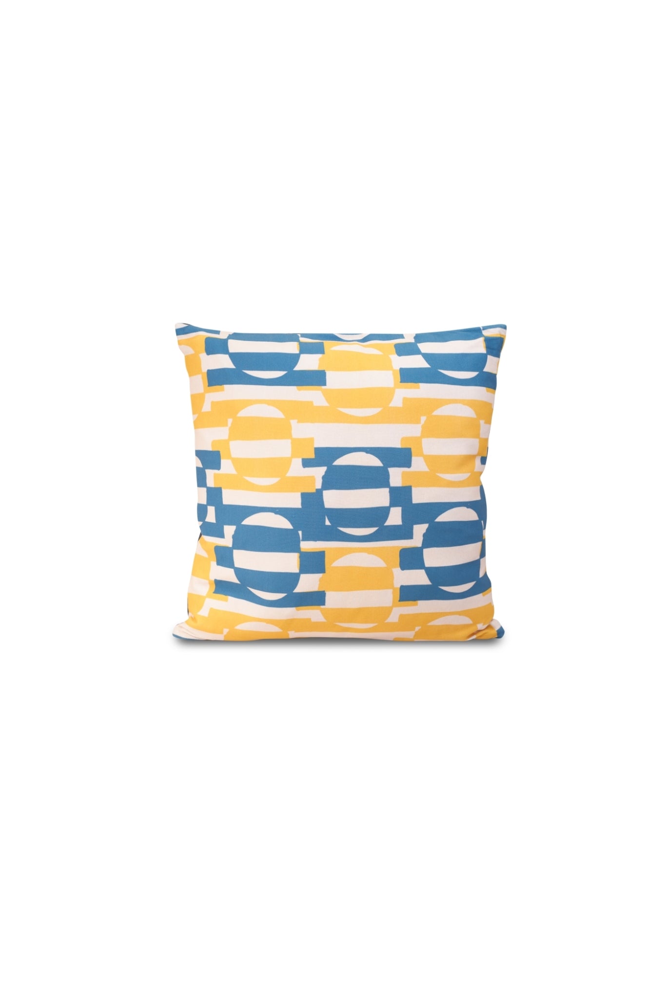 Overlaps Cushion: Gold & Cyan