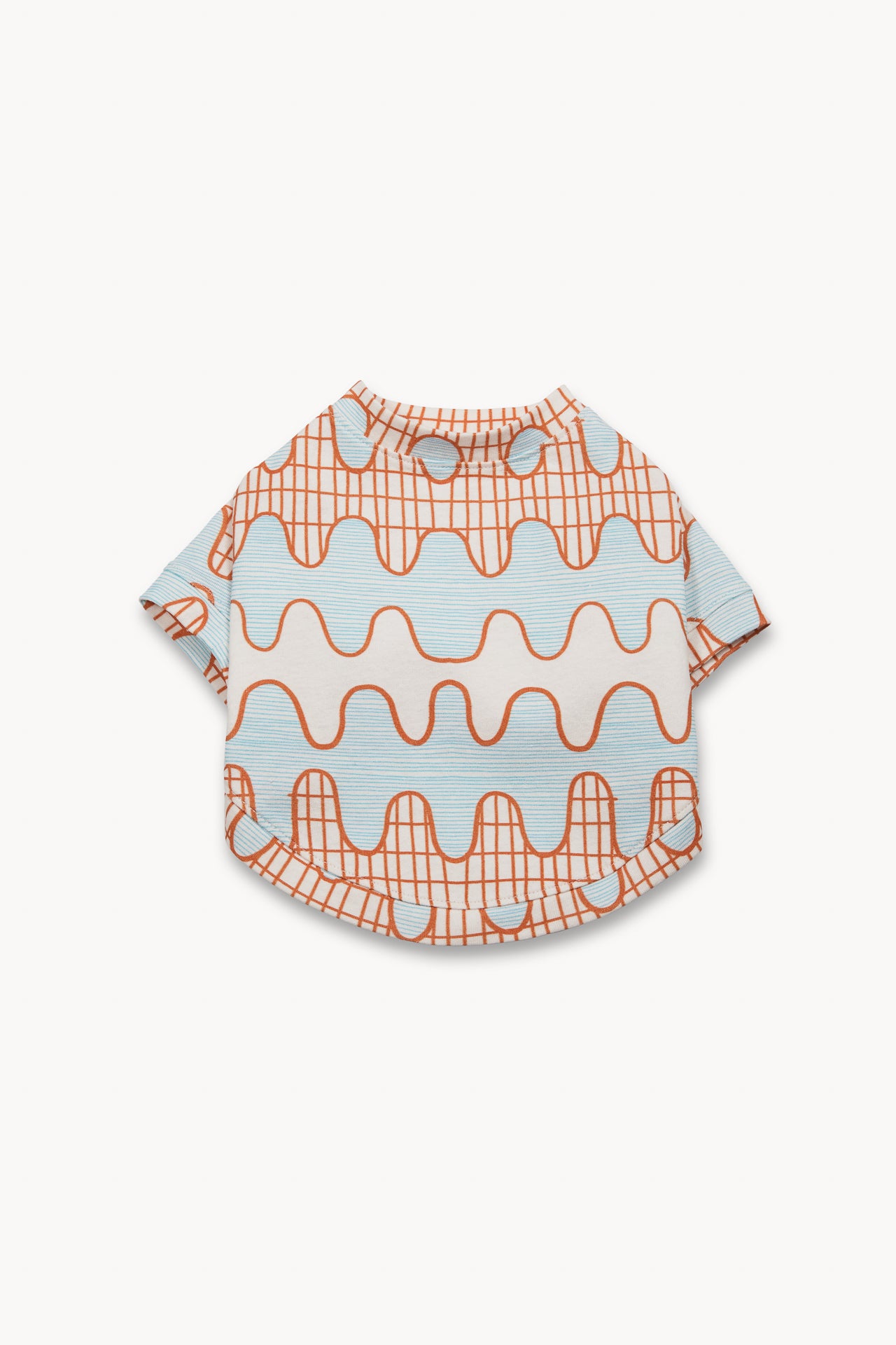 Lines & Waves T-Shirt: Orange & Sky Blue